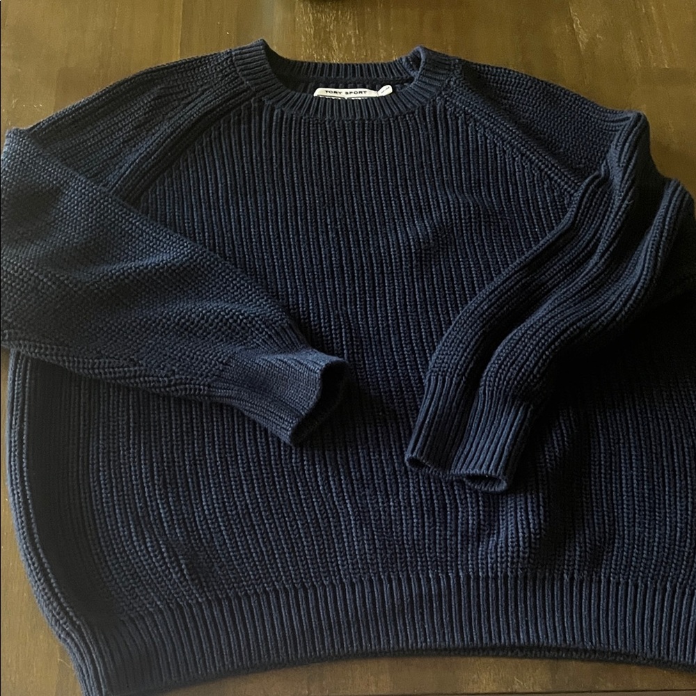 Tory Sport Deep Blue Crewneck Sweater oversized medium
